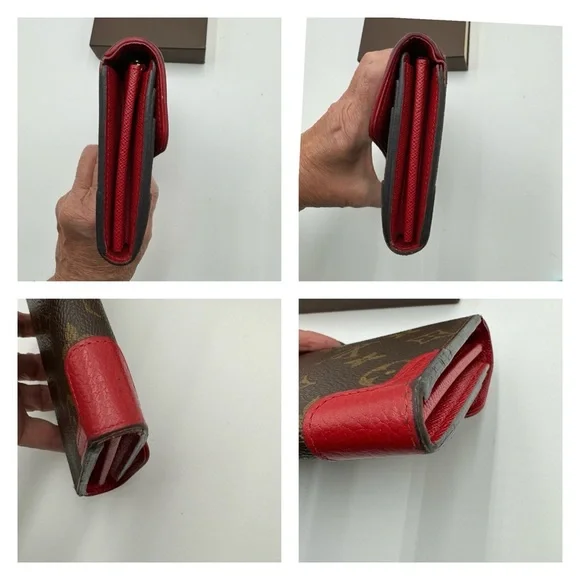Louis Vuitton - Authentic-Sarah Retiro Mono / Red Trim Long wallet w/ Box - Picture 13 of 15